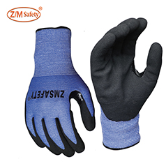 Wholesale Manufacturer<br/> Cut resistant sandy nitrile blue gloves with Reinforced Thumb