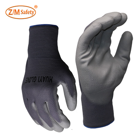 Black PU Palm Coated on Black Liner Precision Work Gloves cheapest